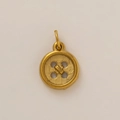 Ciondolo bottone a quattro fori in acciaio inossidabile placcato oro 18K elegante - Solo Pendente (Senza Catena) - Bottone / 1 Pezzo