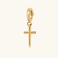 Pendentif croix en acier inoxydable plaqué or 18 carats poli avec lignes gravées - Croix