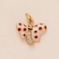 Exquisiter Schmetterlingsanhänger aus 18K Gold mit weißer Emaille und roten Punkten - Schmetterlingsanhänger