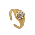 Vintage golden crown signet ring with engraved details and small zircon stones - Eternal Love Crown Ring