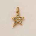 Detail of 18K gold-plated star pendant with inlaid sparkling white rhinestones - Pentagram