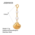 Collier en acier inoxydable doré avec pendentif coquillage, perles et finition étanche - Breloque Coquille à Double Perle (JDBKN008)