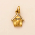 Pendentif maison en acier inoxydable plaqué or 18 carats avec strass blancs brillants - Style Maison avec Strass / Or
