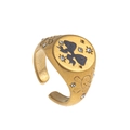 Vintage gold open ring with black butterfly silhouette and skull relief engraving - Black Bowknot Ring