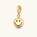 Pendentif visage souriant en acier inoxydable plaqué or 18K avec fermoir à ressort - Visage souriant