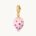 Pendentif fraise en émail rose avec zircons et placage sous vide en or 18 carats - Fraise