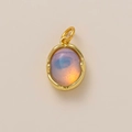 Pendentif opale ovale synthétique sur monture en acier inoxydable doré 18 carats - Style de pierre gemme irisée rose pourpre (Mars)