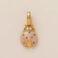 Detailed view of ladybug pendant with beige enamel shell and gold-plated hardware - Ladybug Pendant