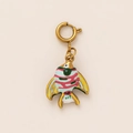 Close-up of a colorful enamel fish pendant in vintage gold with a spring ring clasp - Fish Pendant Only (Without Chain) / Yellow-Green