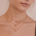 Three-layer 18k gold plated titanium steel necklace with minimalist circular pendants - O-Chain Open Ring