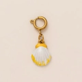 Golden 18K gold plated shell pendant with white enamel and yellow accents for jewelry DIY - Shell Pendant Only (Without Chain) / White