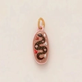 Detail showing hand-painted oval snake pendant with floral motifs and 14K gold-plated ring - No.1 Oval Snake