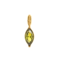 Elegante gouden titanium hanger met een olijfgroene edelsteen in marquise-slijpvorm - Augustus Goud