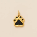 Détail d'un pendentif patte de chat en acier doré 18K avec émail noir de haute qualité - Patte d'ours