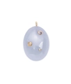 Vergoldeter ovaler Lavendel-Chalcedon-Anhänger mit drei Edelsteinen und goldener Öse - Ovaler Anhänger