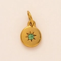 18K gold plated sun pendant with round green zircon stone in a 12-month series style - August Birthstone Pendant
