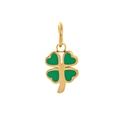 Golden four-leaf clover pendant with vibrant green enamel and integrated hanging loop - Four-Leaf Clover