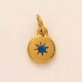 18K gold plated sun pendant with sparkling blue zircon stone center for DIY jewelry - September Birthstone Pendant