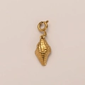 Golden seashell pendant with textured spiral details and a round spring clasp - Granular Conch / Gold