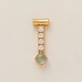 Pendente placcato oro 14K con quattro zirconi bianchi e una pietra di opale verde - Ciondolo Verticale con Quattro Pietre e Pietra Verde (14)