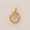 Détail du pendentif coquillage plaqué or 18K avec émail rose et petit nœud déco - Coquillage Blanc