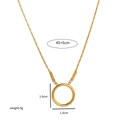 18K gold plated stainless steel chain necklace with 1.6cm ring pendant for women - Textured Buckle Spring Ring Chain / 45+5cm / Gold