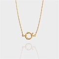 Collier doré minimaliste avec fermoir anneau à ressort décoratif et chaîne torsadée - Style Chaîne Vague d'Eau (45+5cm/2mm)