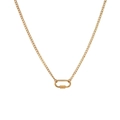 Minimalistische 18K vergoldete Panzerkette mit kreativem Karabinerverschluss Anhänger - Goldene Flachkette mit Schlossanhänger (Nr.11)