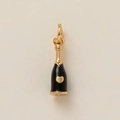 Close-up of wine bottle pendant with black enamel finish and gold heart detail - Bottle Pendant