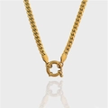 Collier à maille cubaine dorée avec grand fermoir à ressort de style industriel - Style Chaîne Serpent (45+5cm/5mm)