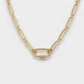 Collier trombone doré moderne orné d'un pendentif mousqueton rectangulaire chic - Style Chaîne Mousqueton (45+5cm/5*12mm)