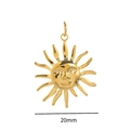 Pendentif visage de soleil 20mm en acier inoxydable plaqué or 18K au fini brillant - Style Tournesol (Sunflower)