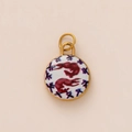 Artistic round pendant with red shrimp pattern and 18k gold plated stainless steel - Shrimp