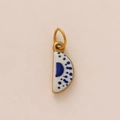 Polka dot half-round enamel pendant with 18k gold plating for DIY jewelry making - Broken Circle Pendant