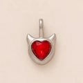 Pendentif cœur de diable gothique en argent vintage avec pierre de zircon rouge vif - Pendentif Cœur De Diable Rouge Style 10 / Argent antique