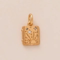 Elegante gouden boekhanger met zonnemethode en glanzende zirkonia kristallen - Zon