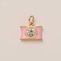Pendentif appareil photo en émail rose avec plaqué or et breloque en cristal brillant - Pendentif Appareil Photo Rose