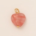 Detail of pink heart-shaped crystal stone pendant with 18K gold plated metal components - Pink Heart
