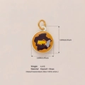 Orange enamel and brass kiwi fruit pendant charm with dimensions 14mm by 10mm - 1 Round Bread Pendant / 14x10mm / Colorful