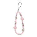 Roze kralen telefoankoord met hartje, zilveren dobbelstenen en metalen hanger - 1 Roze Dobbelsteen Hanger