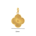 Detail of 13mm gold four leaf clover pendant with sunburst texture and beaded edge - Small Clover Pendant Only (Without Chain)