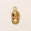 18K gold plated stainless steel baseball cap pendant with pink heart detail for necklaces - Gold Heart Cap Pendant