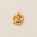 Detailed view of an 18K gold plated pretzel pendant with polished knotted metal texture - Pretzel Pendant