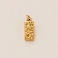 Détail du pendentif rectangulaire plaqué or 18 carats avec texture unique façon fromage - Pendentif texture météorite fromage uniquement (sans chaîne) / Or