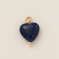 Detail of a heart-shaped lapis lazuli pendant with 18K gold plated metal accents - Blue Heart