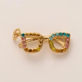 Detail of 18K gold-plated glasses pendant with colorful rhinestones for DIY jewelry - Glasses Pendant