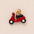 Pendentif scooter en émail rouge et noir avec anneaux dorés pour bijoux DIY - Pendentif Scooter Rouge