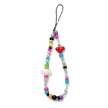 Colorful beaded phone strap with red heart, white cloud, and metallic silver accents - 5 Red Heart Cloud Pendant