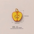 Pendentif pomme en émail rouge et jaune en laiton pour création de bijoux uniques - Pendentif Pomme