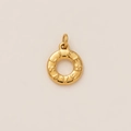 Macro detail of 18K gold-plated stainless steel pendant with LIFE SAVER engraving - Donut Pendant